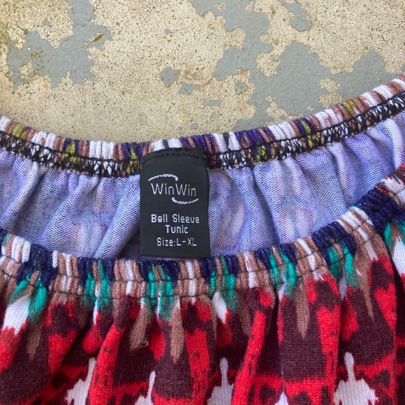 Women's Multicolor Bell Sleeve Tunic - Picture 2 of 6